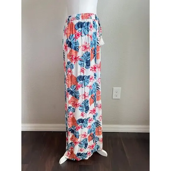New Roxy She Cares Floral Maxi Skirt Women's S Tropical Beach Swim Hawaiian - Picture 8 of 11